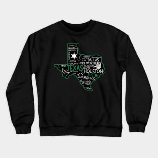 Austin Texas cute map San Antonio El Paso Dallas Laredo Waco TX state Crewneck Sweatshirt